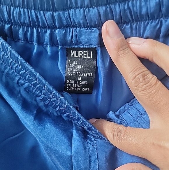 Vintage Mureli High Rise Pants Sz M 100% Silk Tapered Leg Stretch Waist 80s 90s - Picture 4 of 4